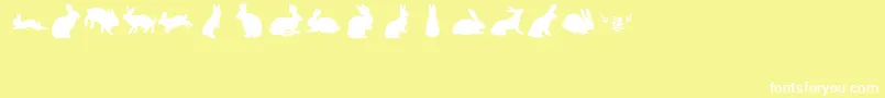 Fonte lprabbits1 – fontes brancas em um fundo amarelo