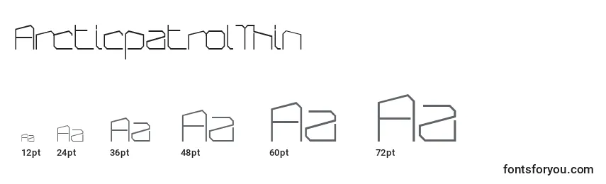 Размеры шрифта ArcticpatrolThin