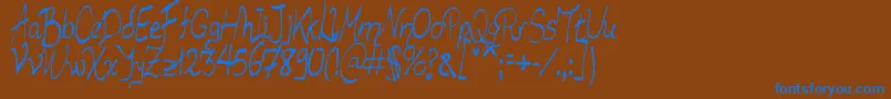 Lsmimrdr-Schriftart – Blaue Schriften auf braunem Hintergrund