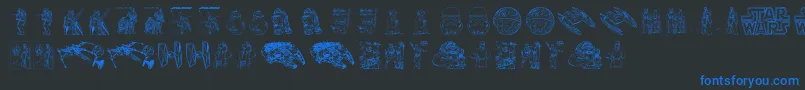 Lucas characters Font – Blue Fonts on Black Background