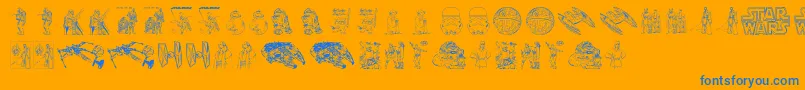 フォントLucas characters – オレンジの背景に青い文字