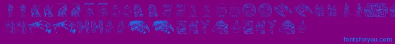 Lucas characters-Schriftart – Blaue Schriften auf violettem Hintergrund