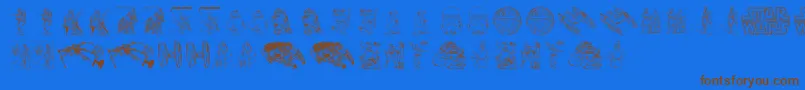 Lucas characters-Schriftart – Braune Schriften auf blauem Hintergrund