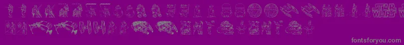 Weitere Informationen zur Lucas characters-Schriftart Lucas characters-Schriftart – Graue Schriften auf violettem Hintergrund