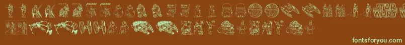 Lucas characters Font – Green Fonts on Brown Background