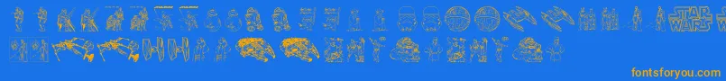 fuente Lucas characters – Fuentes Naranjas Sobre Fondo Azul
