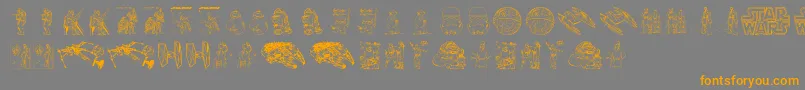 Lucas characters-Schriftart – Orangefarbene Schriften auf grauem Hintergrund