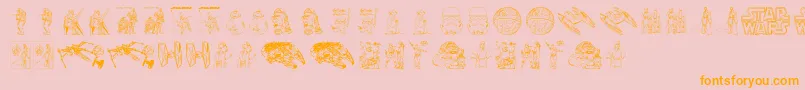 Lucas characters-Schriftart – Orangefarbene Schriften auf rosa Hintergrund