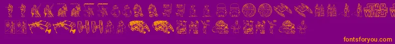 Lucas characters Font – Orange Fonts on Purple Background