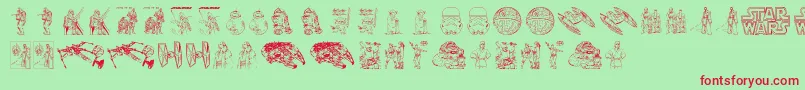 Lucas characters Font – Red Fonts on Green Background