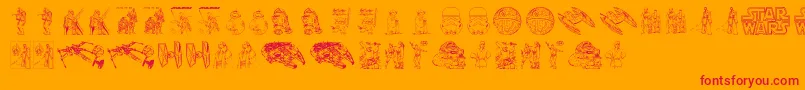 Lucas characters Font – Red Fonts on Orange Background