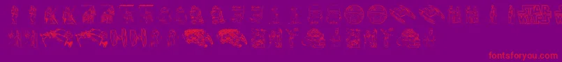 Lucas characters Font – Red Fonts on Purple Background