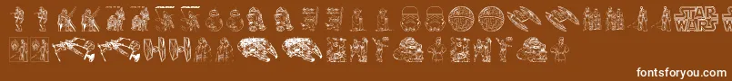 Lucas characters Font – White Fonts on Brown Background