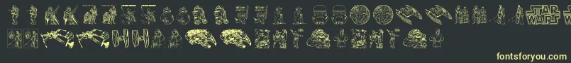 Lucas characters Font – Yellow Fonts on Black Background