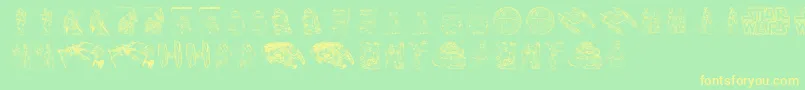 Lucas characters Font – Yellow Fonts on Green Background