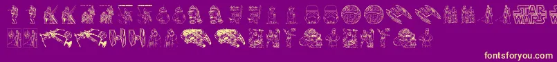 Lucas characters Font – Yellow Fonts on Purple Background