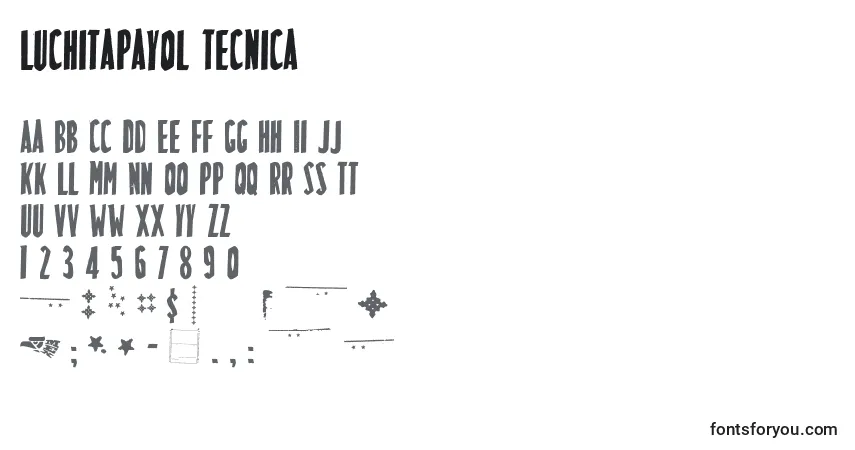 Шрифт LuchitaPayol Tecnica – алфавит, цифры, специальные символы