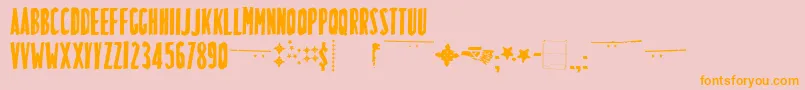 LuchitaPayol Tecnica-Schriftart – Orangefarbene Schriften auf rosa Hintergrund