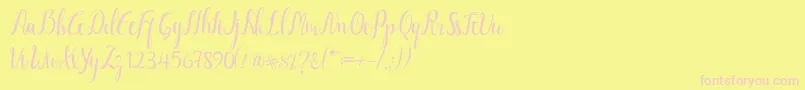 Luciana Script-Schriftart – Rosa Schriften auf gelbem Hintergrund