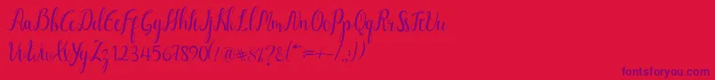 Luciana Script-Schriftart – Violette Schriften auf rotem Hintergrund