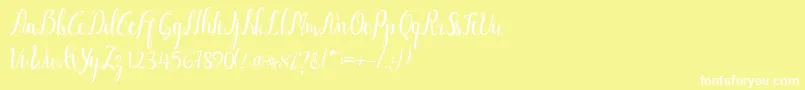 フォントLuciana Script – 黄色い背景に白い文字