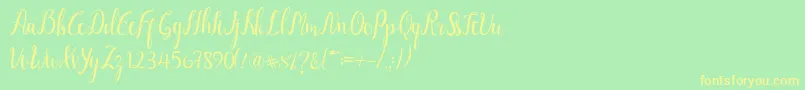 Luciana Script Font – Yellow Fonts on Green Background