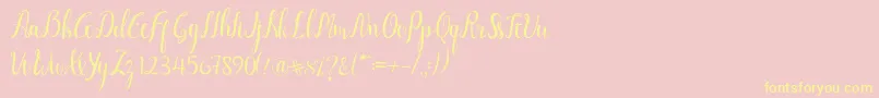 Luciana Script-Schriftart – Gelbe Schriften auf rosa Hintergrund