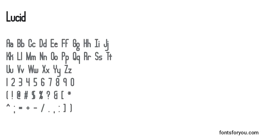 A fonte Lucid (133081) – alfabeto, números, caracteres especiais