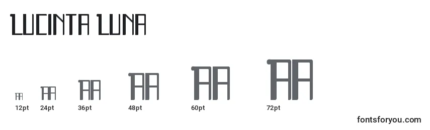 Размеры шрифта Lucinta Luna