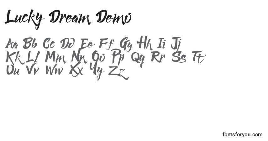 Czcionka Lucky Dream Demo – alfabet, cyfry, specjalne znaki
