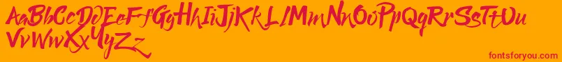 Lucky Dream Demo-Schriftart – Rote Schriften auf orangefarbenem Hintergrund