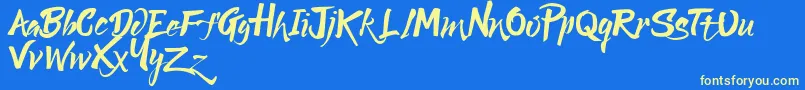Lucky Dream Demo-Schriftart – Gelbe Schriften auf blauem Hintergrund