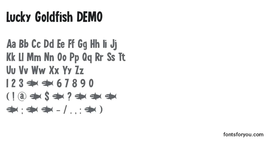 Шрифт Lucky Goldfish DEMO – алфавит, цифры, специальные символы