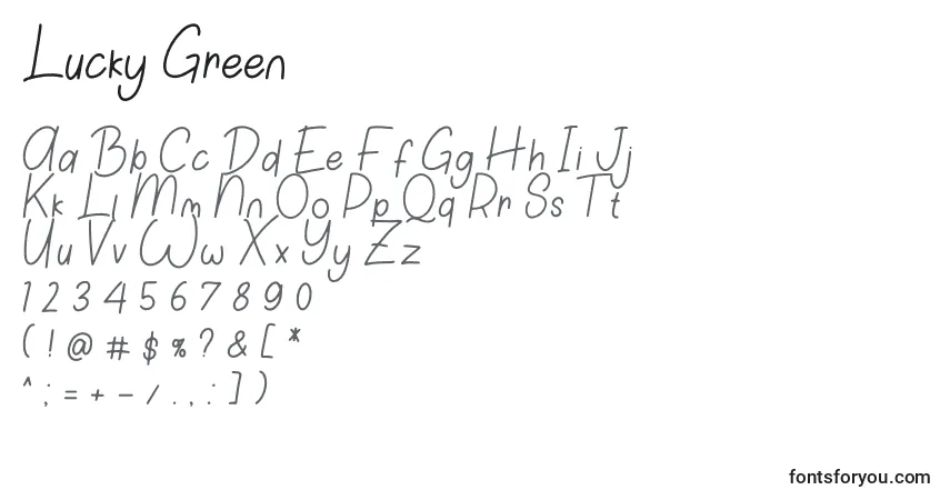 A fonte Lucky Green – alfabeto, números, caracteres especiais