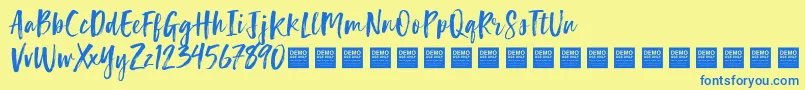 Lucky Turns   Demo Font – Blue Fonts on Yellow Background