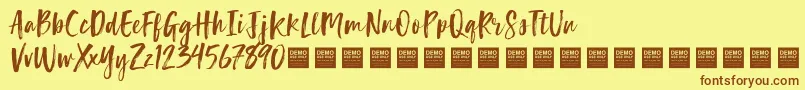 Lucky Turns   Demo-Schriftart – Braune Schriften auf gelbem Hintergrund