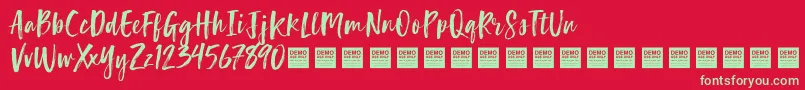 Lucky Turns   Demo Font – Green Fonts on Red Background