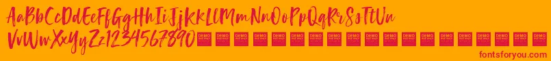 Fonte Lucky Turns   Demo – fontes vermelhas em um fundo laranja