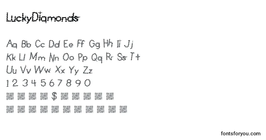Czcionka LuckyDiamonds – alfabet, cyfry, specjalne znaki