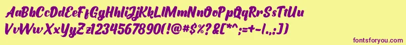 luckystar Font – Purple Fonts on Yellow Background