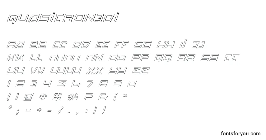 A fonte Quasitron3Di – alfabeto, números, caracteres especiais