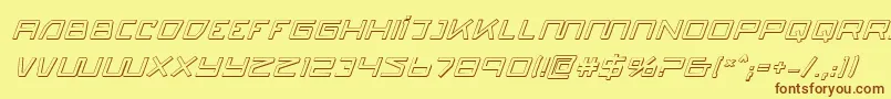 Quasitron3Di-Schriftart – Braune Schriften auf gelbem Hintergrund