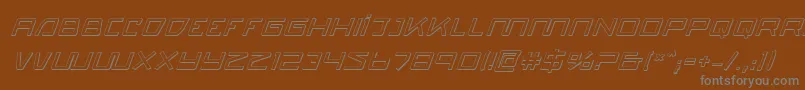 Quasitron3Di-fontti – harmaat kirjasimet ruskealla taustalla