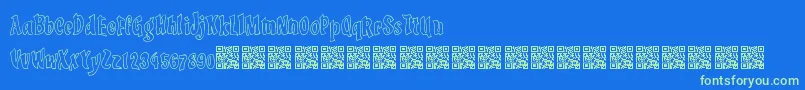 LuckyTricks-Schriftart – Grüne Schriften auf blauem Hintergrund