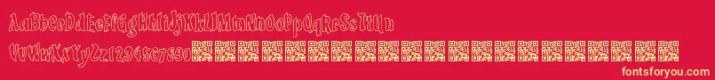 LuckyTricks-Schriftart – Gelbe Schriften auf rotem Hintergrund