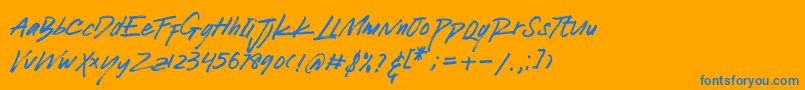 フォントLucy Black – オレンジの背景に青い文字