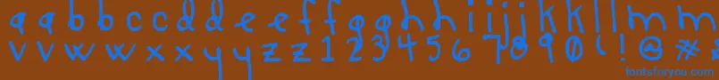 LUCY LU, TOO Font – Blue Fonts on Brown Background