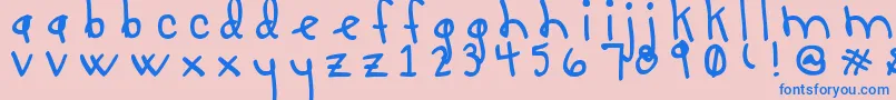 LUCY LU, TOO Font – Blue Fonts on Pink Background
