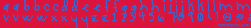 LUCY LU, TOO Font – Blue Fonts on Red Background