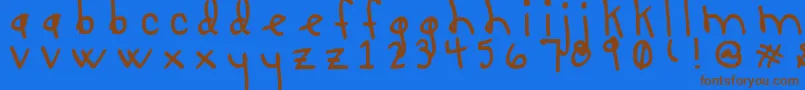 LUCY LU, TOO Font – Brown Fonts on Blue Background